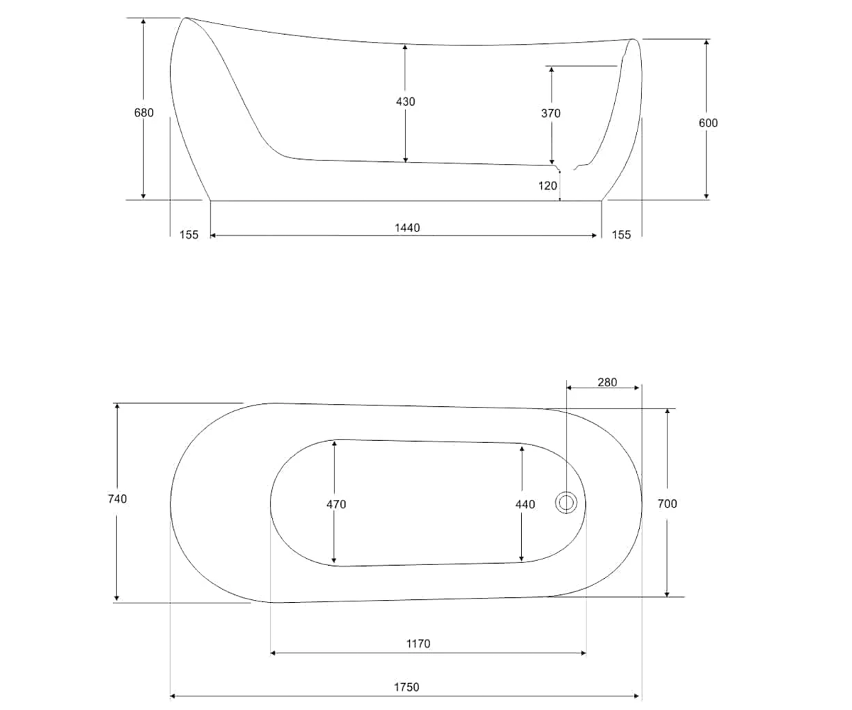 Wisteria freestanding bathtub 175 cm