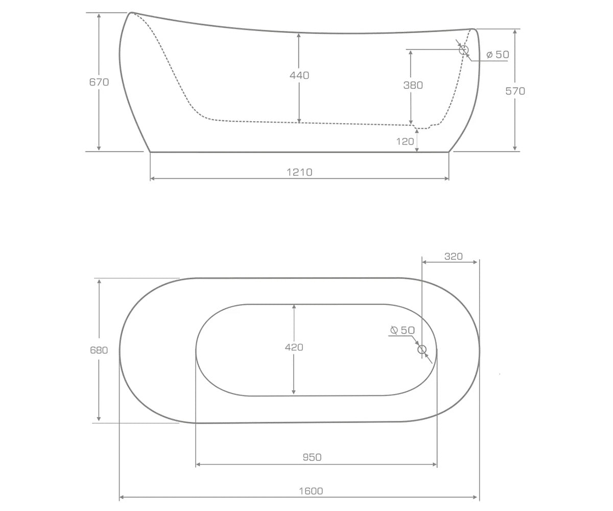 Wisteria freestanding bathtub 160 cm